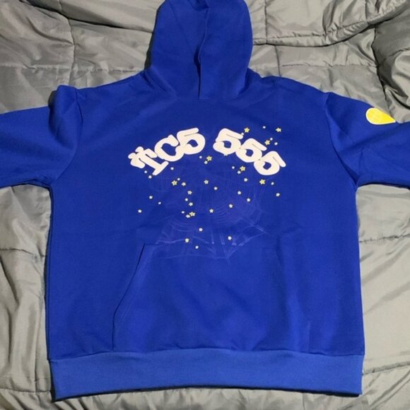 Spider Worldwide TC Blue 555 Sp5der Men’s Large Pullover Hoodie - Picture 1 of 3